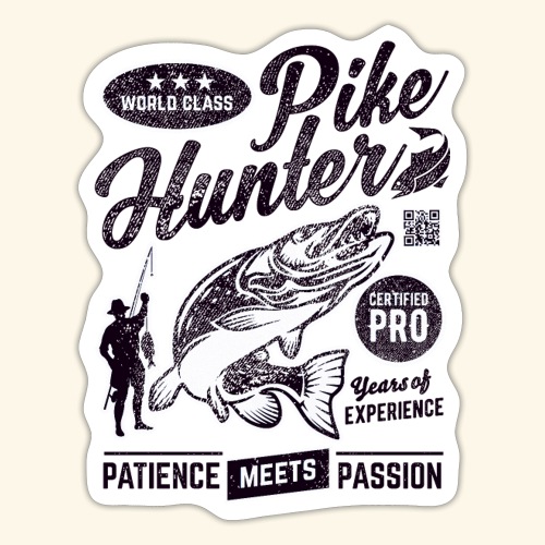 Lustiges Anglershirt Pike Hunter - Sticker