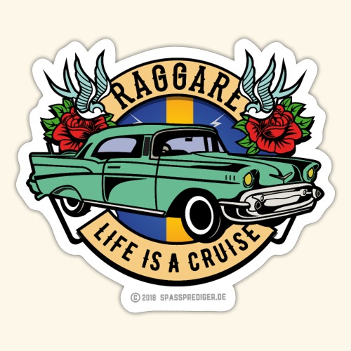 Raggare Life Is A Cruise Schweden Fahne blau gelb - Sticker