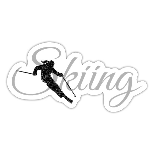 Skiing Skifahrerin (Grau) Wintersport Apres-Ski - Sticker