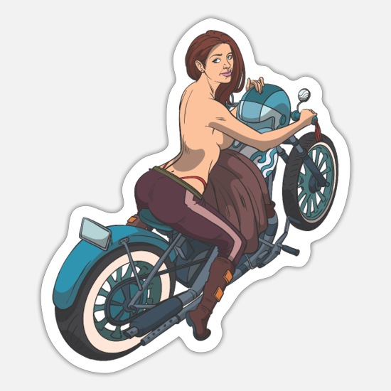 Sexy biker lady on motorcycle' Sticker | Spreadshirt