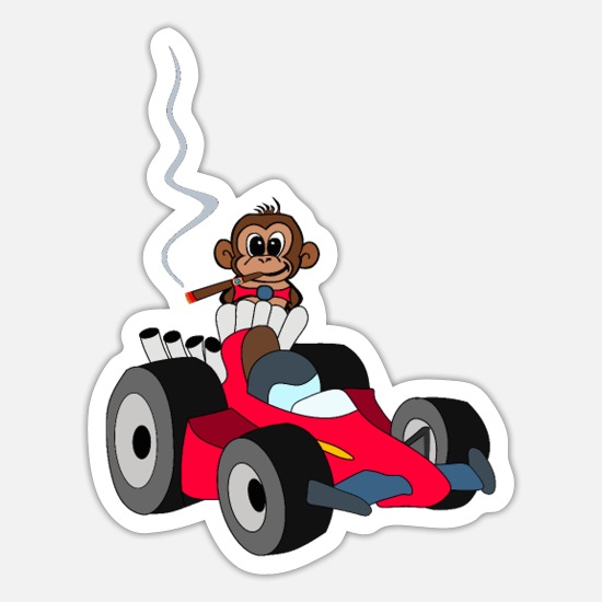 Smoking Monkey Race Car Driver' Sticker | Spreadshirt