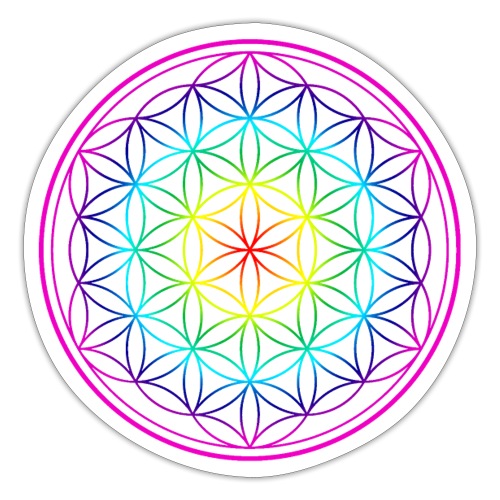Blume des Lebens - Regenbogen - Sticker