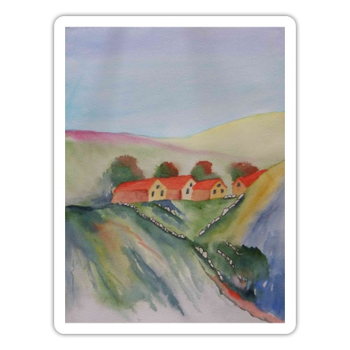 Häuser in der Hügellandschaft - Sticker