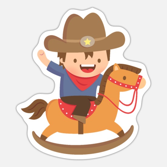 Cute Cowboy on Rocking Horse' Sticker | Spreadshirt