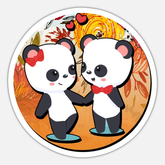 Panda Couple Panda Bear Animal Animal' Sticker | Spreadshirt