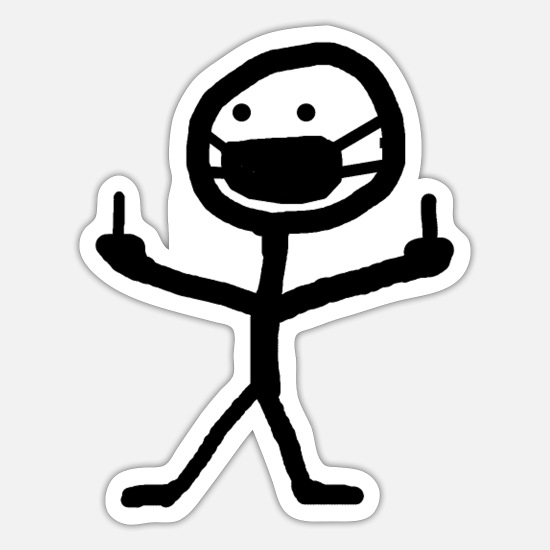 Funny stick figure face mask middle finger' Sticker | Spreadshirt