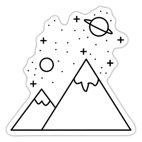 Natur, Sterne, Berge, Minimalistisch - Sticker