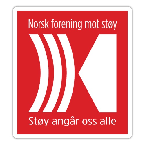 Rød logo Støyforeningen - Støy angår oss alle - Klistremerke