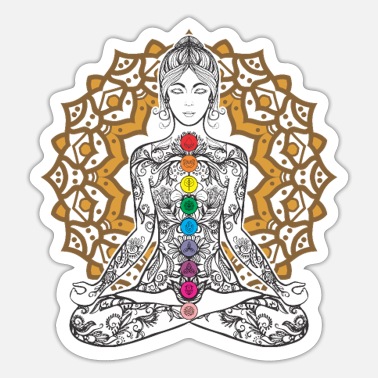 Spiritually tattooed girl yoga chakra' Sticker | Spreadshirt