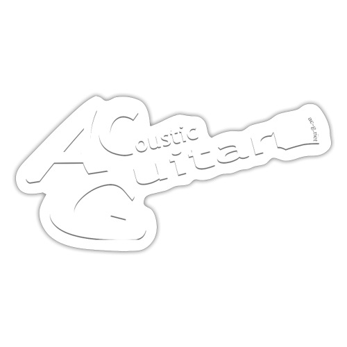 Acoustic Guitar Logo - White - Sticker
