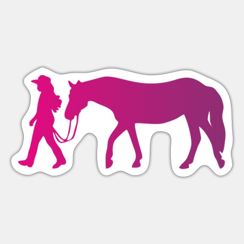 Mädchen führt Pferd, Horsemanship - Sticker