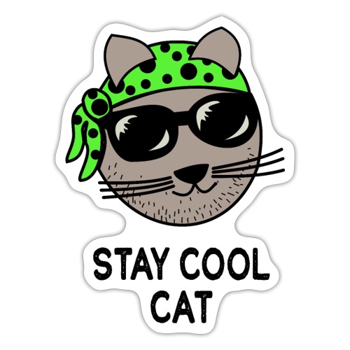 Coole Katze mit grüner Bandana - Sticker