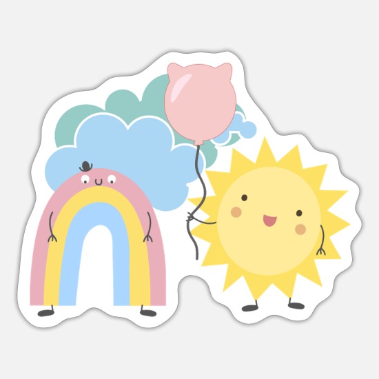 Rainbow, sun, emojis, make love, peace' Sticker | Spreadshirt