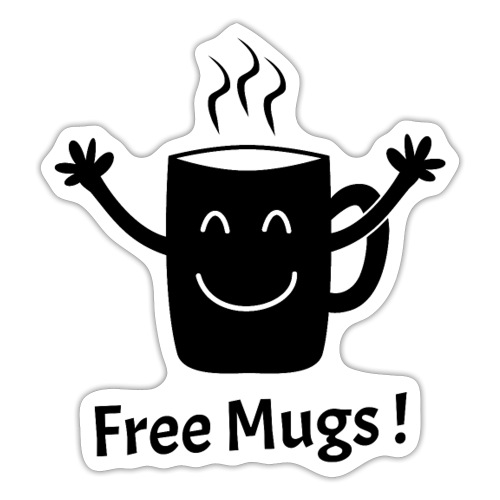 FREE MUGS ! (câlin, café, thé, travail) - Autocollant