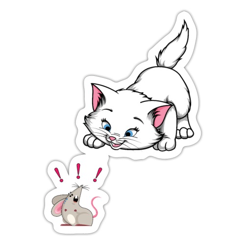Katze und Maus Achtung Katze - Sticker