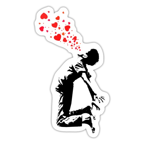 Junge verbreitet Liebe Banksy Street Art Style - Sticker