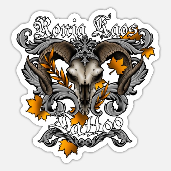 Ronja Kaos Tattoo Goat Skull' Sticker | Spreadshirt