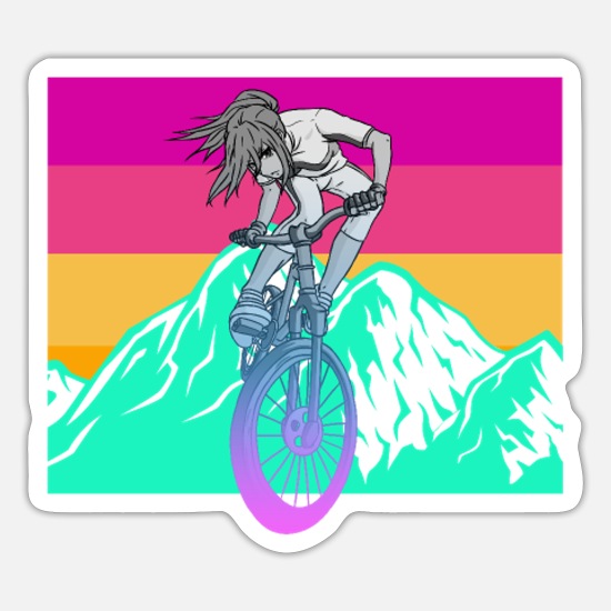 Biker Anime Girl Waifu Mountain Bike Otaku Weeb' Sticker | Spreadshirt