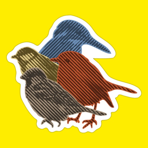 Vogelverzameling in line-art - Sticker