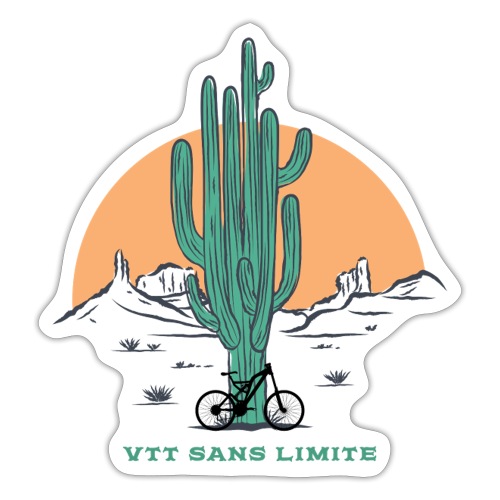 VTT sans limite jusque dans le désert avec cactus - Autocollant