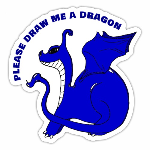 Dessine moi un dragon (version bleue foncée) - Autocollant