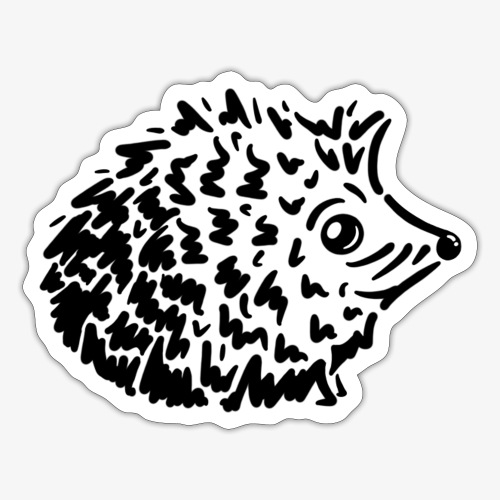 Herbstlicher Igel (schwarz-weiß Stencil-Look) - Sticker