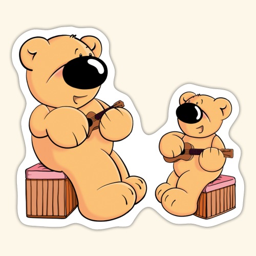 Zwei Bären spielen Ukulele - Sticker