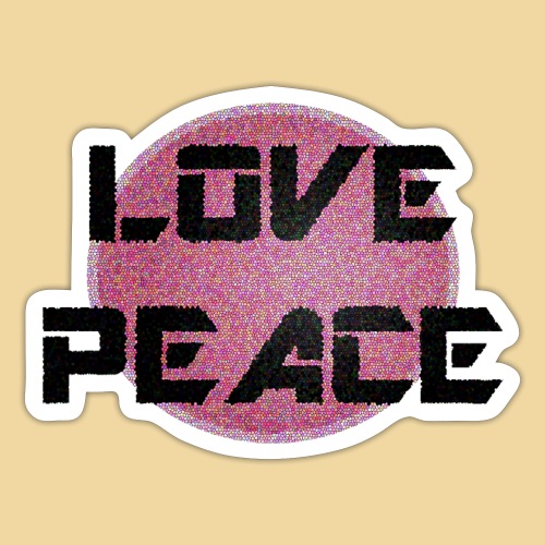 LOVE PEACE- roze gebr glas - Autocollant