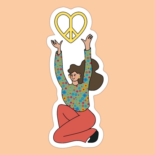 She holds the peace sign up - Sticker