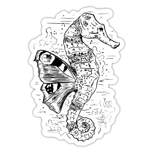 Fantasy seahorse in black - Sticker