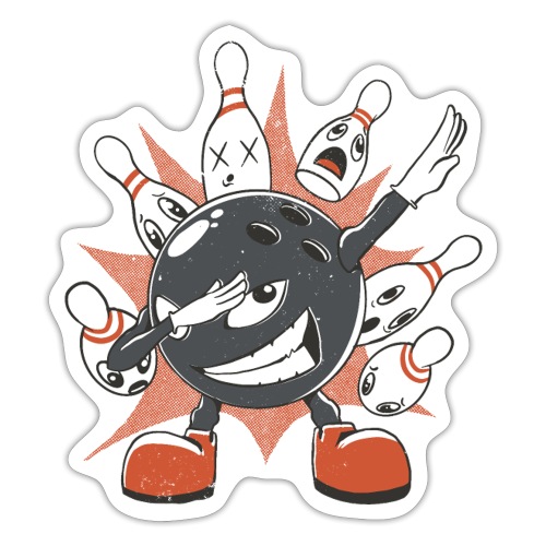 Bowling Kugel und Pins - lustiges Comic Design - Sticker