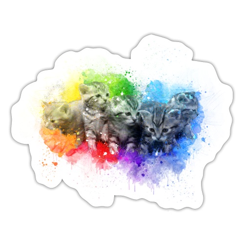 Gattini arcobaleno in bianco e nero -di- Wyll Fryd - Adesivo