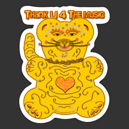 Thx U 4 the music * bear-cat in yellow - Sticker
