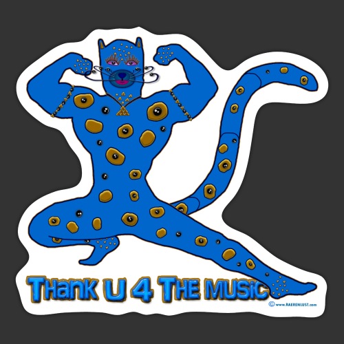 Thx U 4 the music * Music muscle cat in blue - Sticker