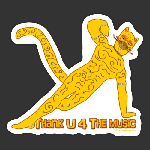Thx U 4 the music * Music Muscle cat in yelloy - Sticker