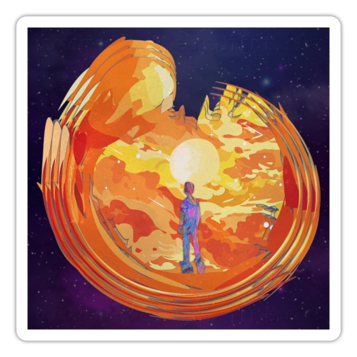 Mann / Person / Mensch im Feuerball - Universum - Sticker