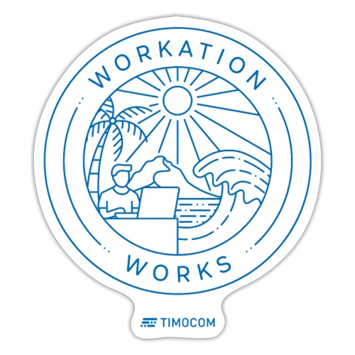 Workation works - Logo - blue - Naklejka