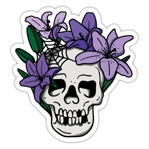 Skull With Flowers - Sticker