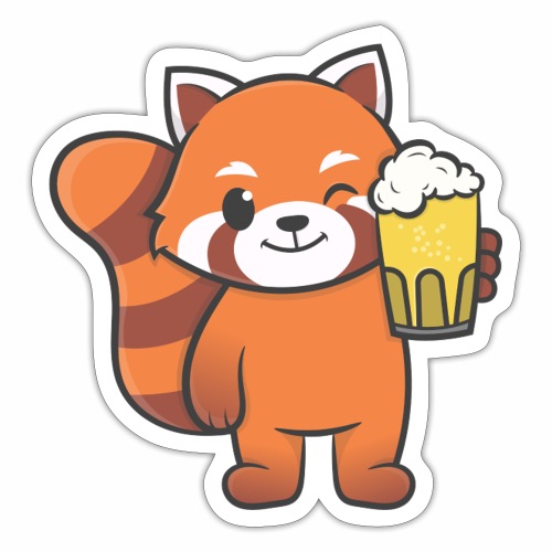Panda roux bière - Autocollant