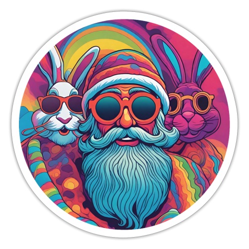 Psycho Weihnachtsmann auf Osterhasen Party (KI) - Sticker