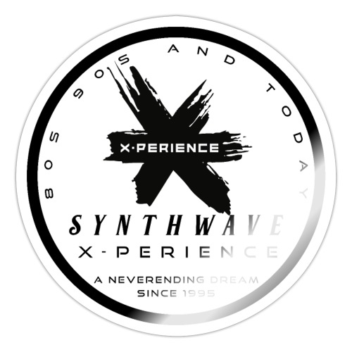 synthwave x-perience - black button - Sticker