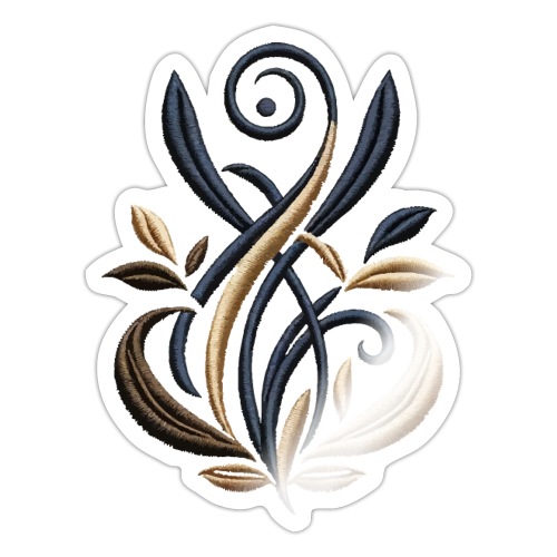 Luxurious Gold and Navy Embroidery Motif - Sticker