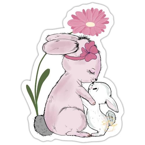 Süßes Hasendesign Mutter mit Kind - Sticker Größe S (10 x 10 cm)