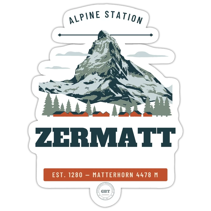 Zermatt badge on a sticker size s (10 x 10 cm)