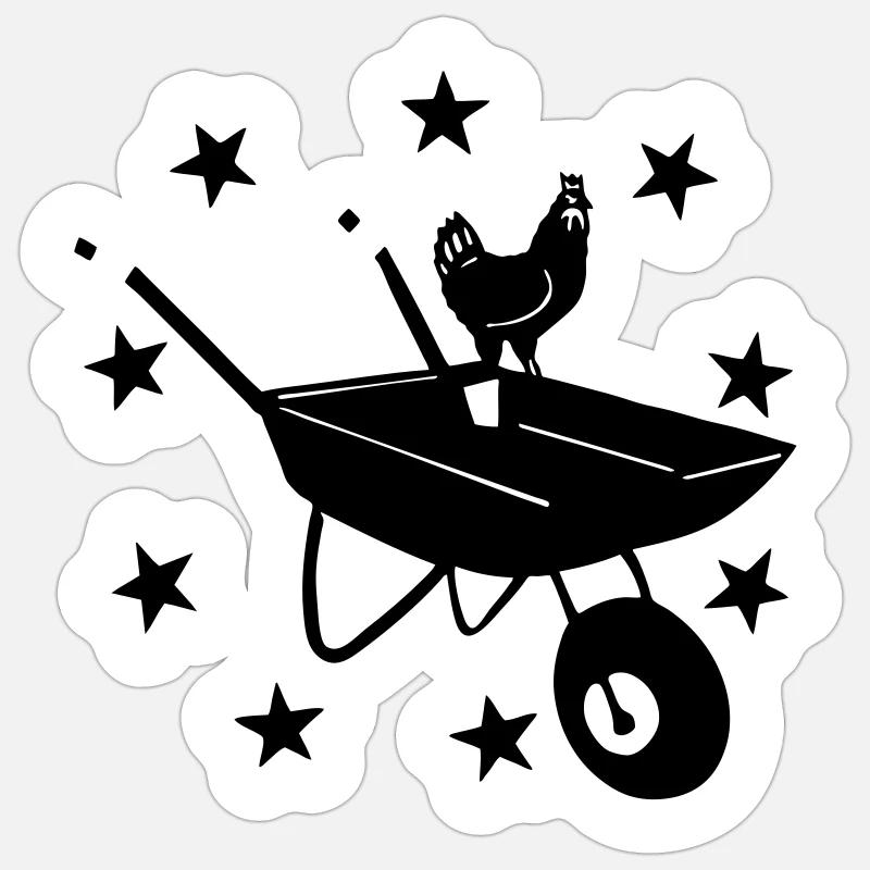 brouette, coq Sticker taille S (10 x 10 cm)