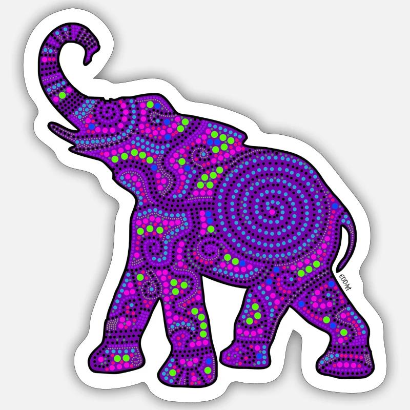 Elephant / Elephant - Violet - Sticker taille S (10 x 10 cm) - blanc mat