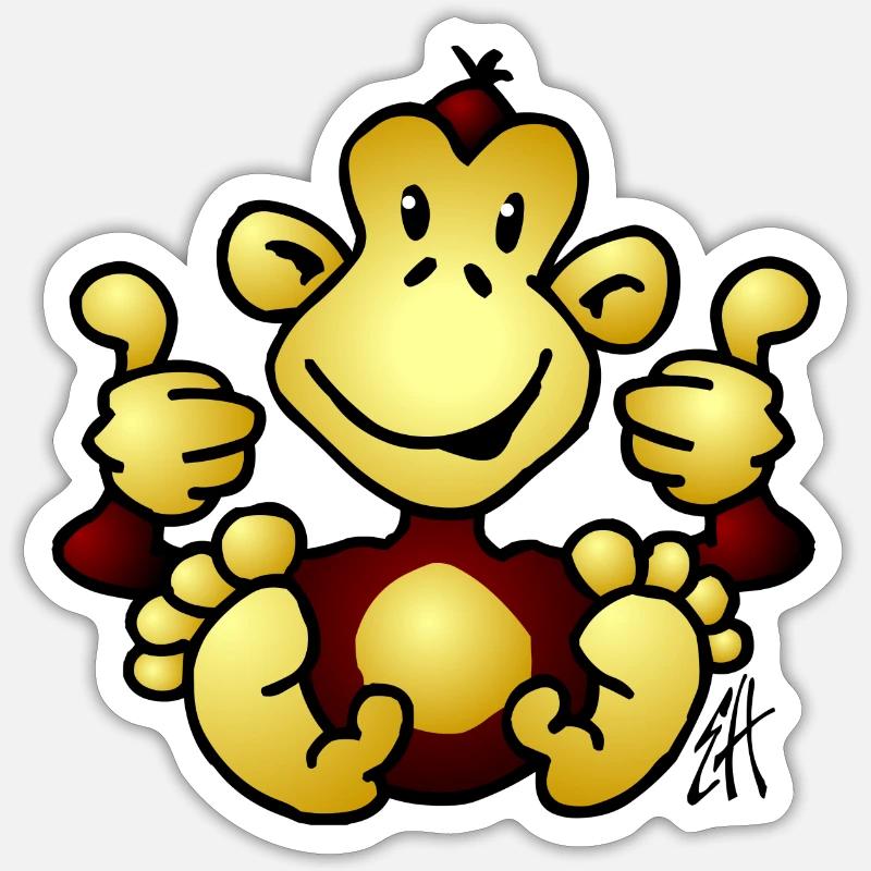 Affe - Sticker Größe S (10 x 10 cm) - Mattweiß