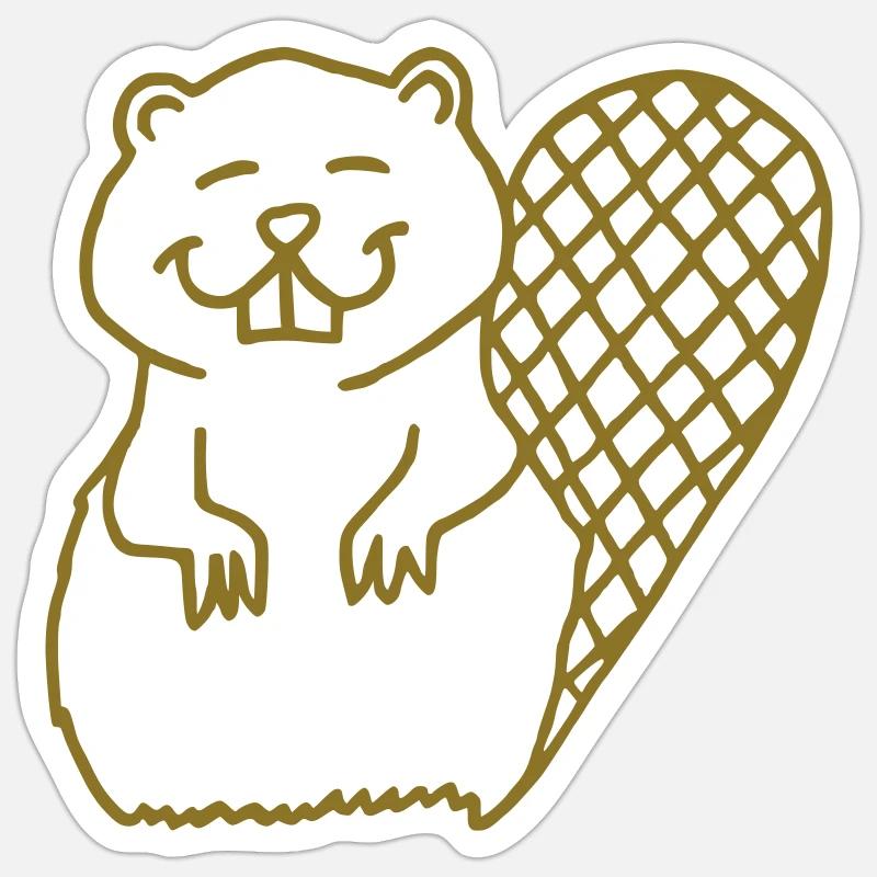castor - Sticker taille S (10 x 10 cm) - blanc mat