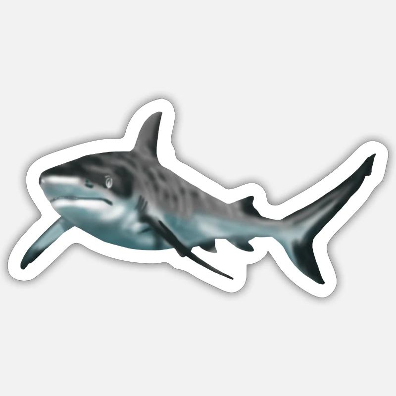 requin - Sticker taille S (10 x 10 cm) - blanc mat