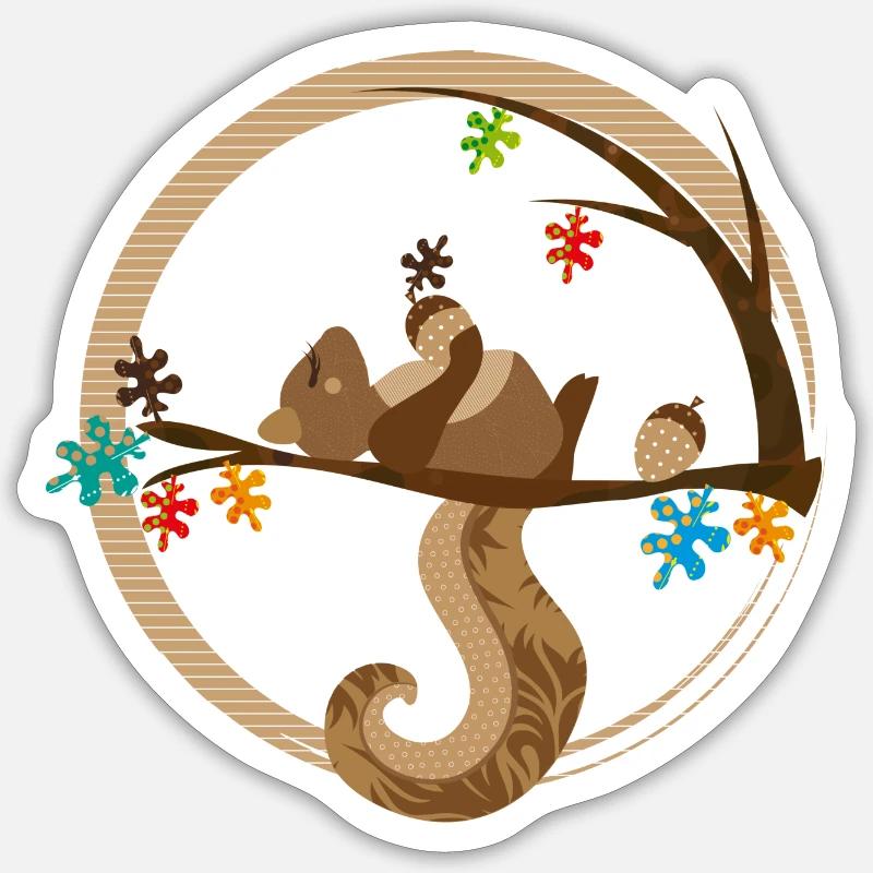 A squirrel is sleeping - Sticker size S (10 x 10 cm) - white matte